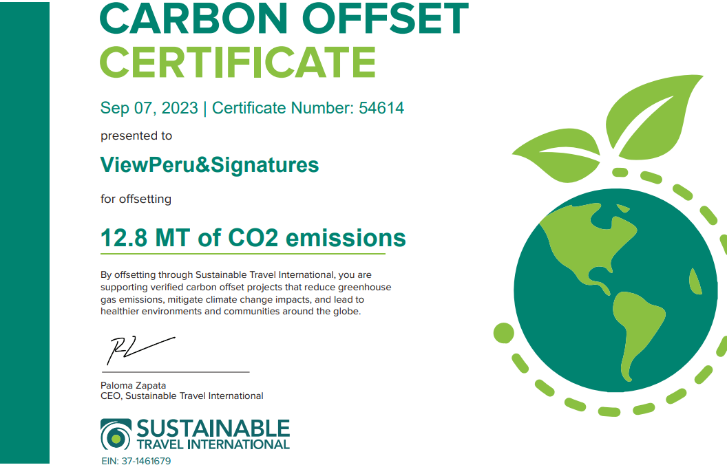 Carbon offseting View Peru & Signatures
