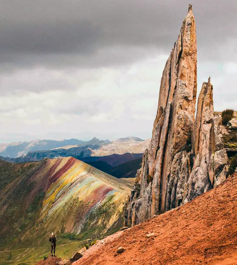 Colorful mineral ridges of Palccoyo Rainbow Mountain in the Peruvian Andes